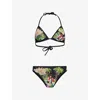 Oceanus Womens  Charli Embellished Tropical Bikini Set In Multi
