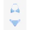 Oceanus Womens Periwinkle Mia's Marina Beaded Bikini Set In Blue