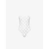Shop Oceanus Womens White Calliope Embellished Swimsuit