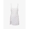 Oceanus Womens White Sofia Arabella Crystal-embellished Mini Dress