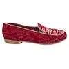 Ocelot Market Neutrals / Red Women's Raffia Loafers In Red With Natural Accents In Red