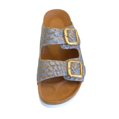 Ocelot Market Women's Cork Sandal In Grey Piton