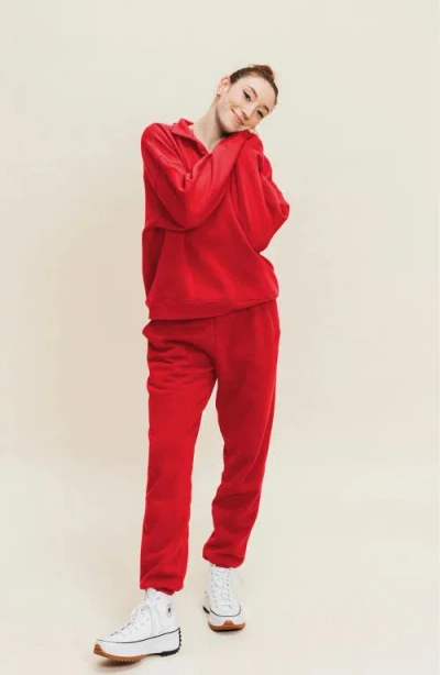 Ocio Organic Cotton Teddy Everywhere Jogger In Red