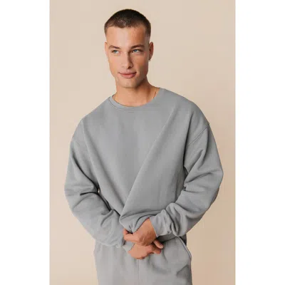 Ocio Organic Cotton Teddy Oversized Crewneck In Gray