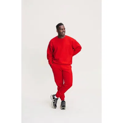 Ocio Organic Cotton Teddy Oversized Crewneck In Red