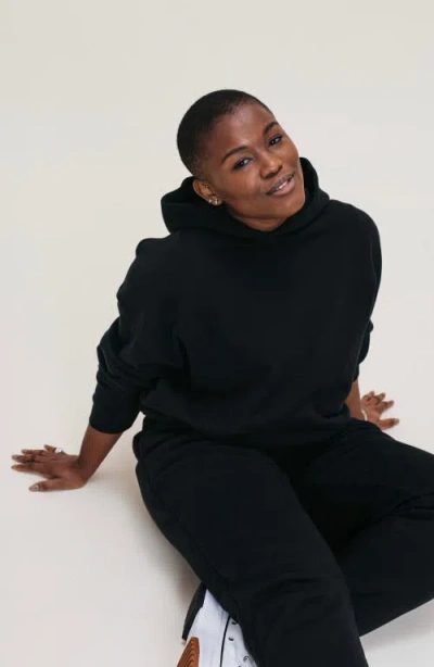 Ocio Organic Cotton Teddy Oversized Hoodie In Black