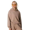 Ocio Organic Cotton Teddy Oversized Hoodie In Brown