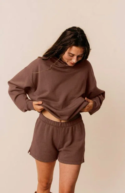 Ocio Organic Cotton Teddy Oversized Hoodie In Brown