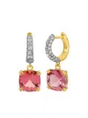 Octavia Elizabeth 18k Yellow Gold Cobblestone Diamond And Morganite Hoop Earrings In Gold