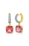 Octavia Elizabeth 18k Yellow Gold Cobblestone Micro Diamond Hoop With Morganite In Pink