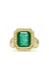 Octavia Elizabeth 18k Yellow Gold Diamond Mirage Ring In Green