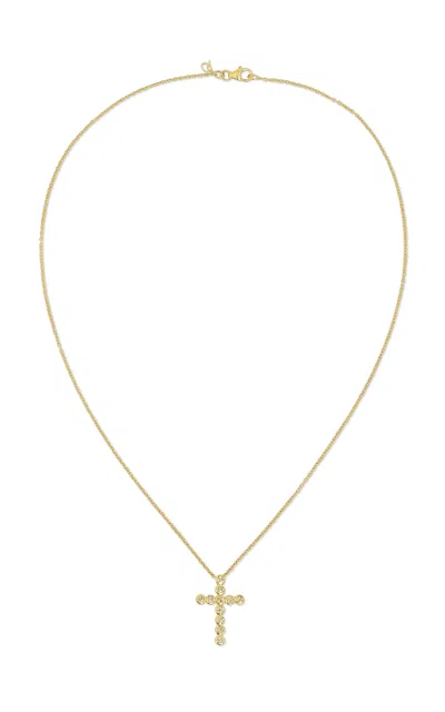 Octavia Elizabeth 18k Yellow Gold Diamond Small Nesting Gem Cross Necklace