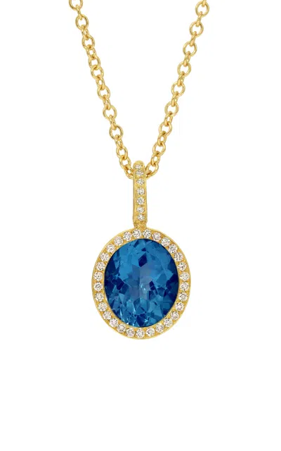 Octavia Elizabeth 18k Yellow Gold Moody Blue Topaz & Diamond Necklace