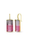 Octavia Elizabeth 18k Yellow Gold Tourmaline And Diamond Earrings In Pink