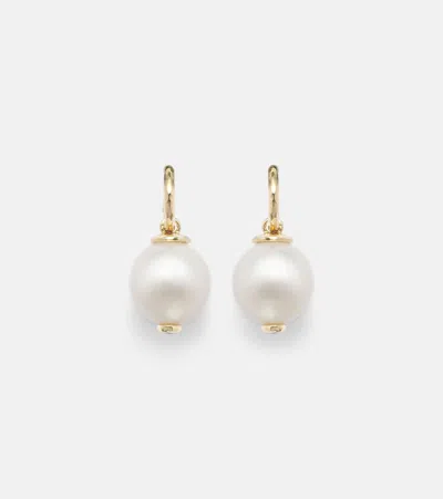 Octavia Elizabeth 18kt Gold Drop Earrings With Diamonds And Pearls In White