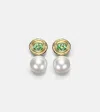 Octavia Elizabeth 18kt Gold Earrings With Pearls And Tourmalines In Gold