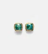 Octavia Elizabeth 18kt Gold Stud Earrings With Emerald In Gold