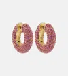 OCTAVIA ELIZABETH BLOSSOM BUBBLE 18KT GOLD HOOP EARRINGS WITH SAPPHIRES