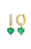 Octavia Elizabeth Charmed 18k Yellow Gold Emerald And Diamond Hoop Earrings In Green