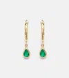 Octavia Elizabeth Charmed Micro Gabby 18kt Gold Earrings With Emeralds In Yellow Gold