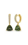 Octavia Elizabeth Crescent Coast 18k Yellow Gold Tourmaline And Diamond Earrings In Green