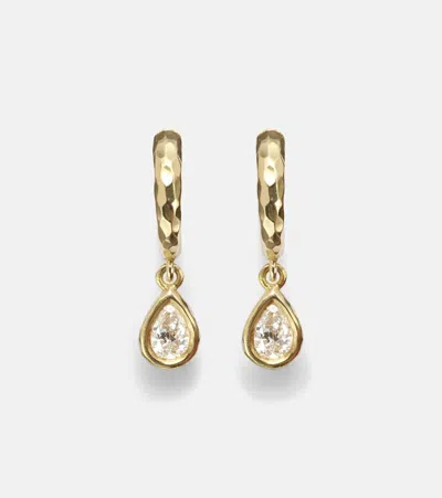 Octavia Elizabeth Hidden Gem 18kt Gold Huggies With Diamonds