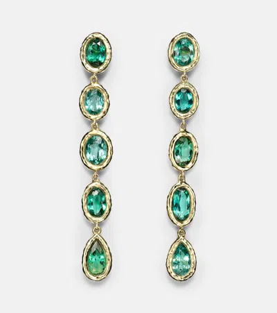 Octavia Elizabeth Mix And Match 18kt Gold Drop Earrings With Blue Tourmalines