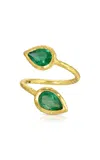 Octavia Elizabeth Moi & Toi 18k Yellow Gold Emerald  Ring In Green