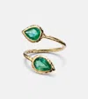 Octavia Elizabeth Moi And Toi 18kt Gold Ring With Emeralds In Gold