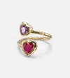 Octavia Elizabeth Moi And Toi 18kt Gold Ring With Sapphires And Rubies In Yellow Gold