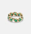 Octavia Elizabeth Nesting Gem 18kt Gold Eternity Ring With Emeralds In Yellow Gold
