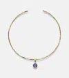 Octavia Elizabeth Olivia 18kt Gold Pendant Choker With Diamonds And Tanzanite In Gold
