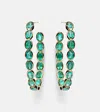 Octavia Elizabeth Oval Eternity 18kt Gold Earrings With Emeralds In Yellow Gold