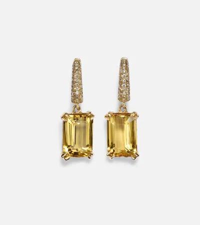 Octavia Elizabeth Yana Micro 18kt Gold Earrings With Beryls And Diamonds