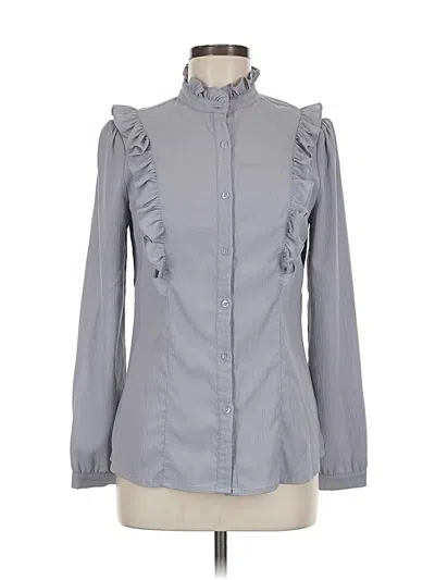 Pre-owned Octavia Long Sleeve Blouse In Gray