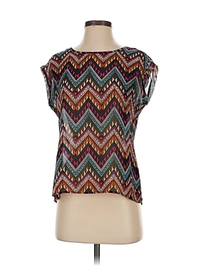 Pre-owned Octavia Short Sleeve Blouse In Brown