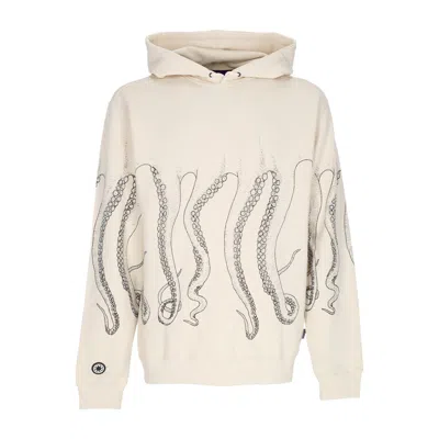 Octopus Men's Lightweight Hooded Sweatshirt Outline Hoodie Black/dusty White