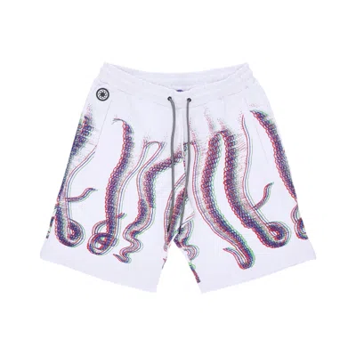 Octopus Short Men's Tracksuit Pants Fuzzy Sweatshort White