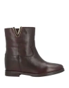 O'dan Li Woman Ankle Boots Dark Brown Size 8 Leather In Brown