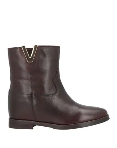 O'dan Li Woman Ankle Boots Dark Brown Size 8 Leather