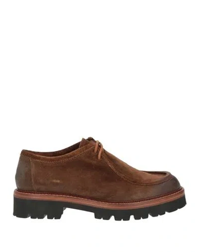 O'dan Li Woman Lace-up Shoes Brown Size 6 Leather