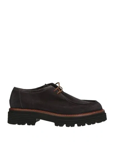 O'dan Li Woman Lace-up Shoes Charcoal Size 11 Leather