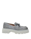 O'dan Li Woman Loafers Grey Size 7 Leather In Gray