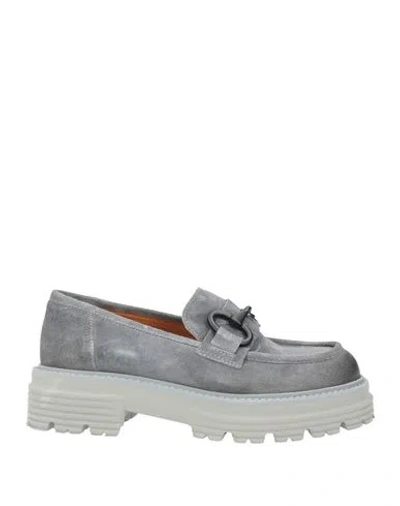 O'dan Li Woman Loafers Grey Size 7 Leather In Gray