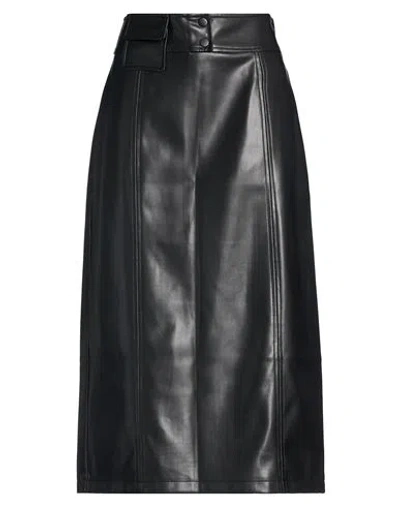 O'dan Li Woman Midi Skirt Black Size L Polyurethane, Viscose
