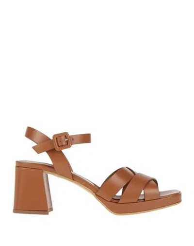 O'dan Li Woman Sandals Brown Size 8 Leather