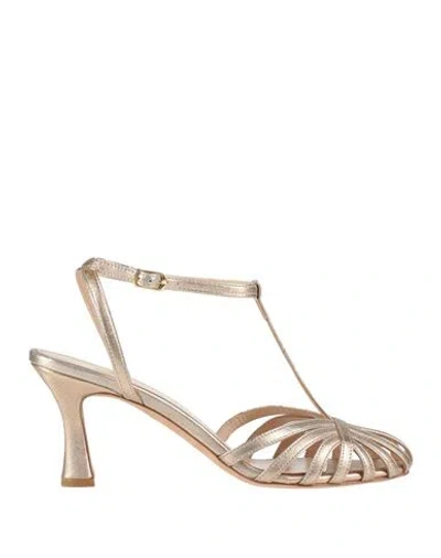 O'dan Li Woman Sandals Platinum Size 10 Leather In Grey