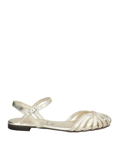 O'dan Li Woman Sandals Platinum Size 9 Leather In Grey