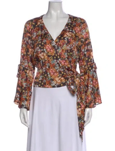 Pre-owned Odd Molly Floral Print V-neck Blouse In Multi