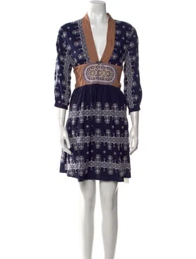 Pre-owned Odd Molly Printed Mini Dress In Blue